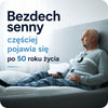 bezdech senny częściej pojawia się po 50 roku życia, starszy mężczyzna podczas badania snu w domu, diagnostyka bezdechu sennego u seniorów, domowe monitorowanie snu i oddychania, poligrafia snu dla osób po 50 roku życia, nowoczesne urządzenie do diagnostyki snu, monitorowanie saturacji i oddechu podczas snu, obturacyjny bezdech senny u starszych osób, profesjonalna diagnostyka zaburzeń snu, badanie snu w warunkach domowych, spokojny sen i kontrola parametrów oddechowych, telemedyczna diagnostyka bezdechu se