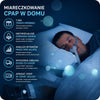 Miareczkowanie CPAP w domu – pacjent podczas terapii bezdechu sennego z aparatem CPAP i maską nosową